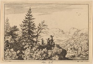 Dwóch mężczyzn na wzgórzu, prawdopodobnie ok. 16451656. autorstwa Allart van Everdingen