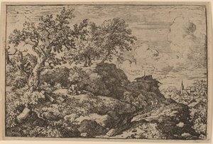Dwóch chłopów siedzących na wzgórzu, prawdopodobnie ok. 16451656.