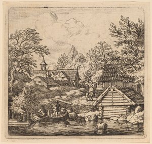 Rozładunek barki, prawdopodobnie ok. 16451656. autorstwa Allart van Everdingen