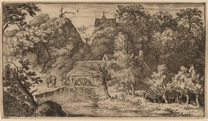 Młyn wodny u podnóża góry, prawdopodobnie ok. 16451656. autorstwa Allart van Everdingen