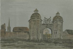 Hamstall Ridware Hall - Porters" Lodge: malarstwo akwarela i [1824-1882] autorstwa Allen Edward Everitt