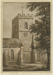 Kościół Harbourne: rysunek w czerwonej sepii, 2 lipca 1842 r autorstwa Allen Edward Everitt