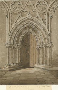 Katedra w Lichfield - West Doorway: czerwono-brązowy rysunek w sepii, 27 sierpnia 1842 autorstwa Allen Edward Everitt