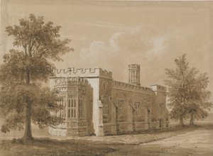Tixall – Kaplica w Tixall Hall: rysunek rozmyty w czerwonej sepii, nd [lipiec 1842]