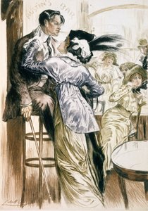 Kochankowie, z Paris: Moeurs, Costumes et Attitudes 1912-13, t. 1: Les Bars”, wydana 1914 (kolor lito)
