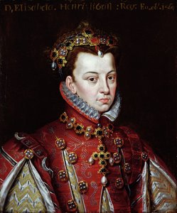 Portret Elżbiety de Valois (1545-68) królowej Hiszpanii (olej na płótnie) autorstwa Alonso (studio of) Sanchez Coello