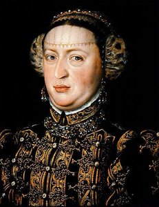 Katarzyna Austriacka, Królowa Portugalii (1507-78) (olej na desce dębowej) autorstwa Alonso Sánchez Coello
