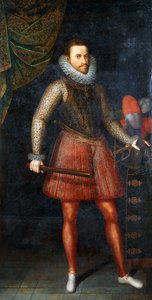 Portret arcyksięcia Alberta stojącego w pełnej długości z batutą, 1593 autorstwa Alonso Sánchez Coello