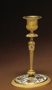 Świecznik z czteroczęściowego zestawu na biurko Napoleona III, intarsja Duvinage i Harinckouka, ok.1877