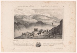 Żołnierze w przeddzień bitwy o Montenotte i portret Amédée Emmanuela François Laharpe Combat de Montenotte (12 kwietnia 1796) (tytuł na obiekcie) Wspomnienia armii francuskiej (tytuł serii) Souvenirs des armées françaises (Campaigns d