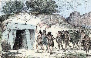 Prehistoria, neolit; ceremonia funebre (Prehistoria, neolit: ceremonia pogrzebowa) Rycina z „Natura i człowiek” Renegata 1881 Zbiory prywatne