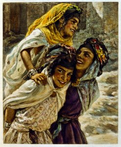Ilustracja Dinet z „Mirages” Sceny z życia Arabów. 1906. Mirages, Scénes De La Vie Arab został zilustrowany przez Etienne Dinet z komentarzem Silmana Ben Ibrahima Bamera. Nasreddine Dinet urodził się jako Alphonse-Étienne Dinet; (1861-1929) był francuskim  autorstwa Alphonse Etienne Dinet