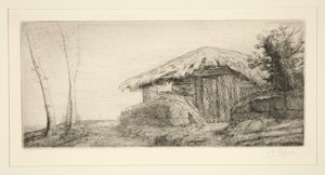 Owczarnia na zboczu wzgórza (Pasterz autorstwa Alphonse Legros