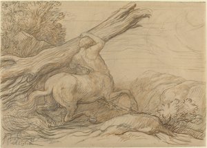 Centaur niosący pień drzewa autorstwa Alphonse Legros