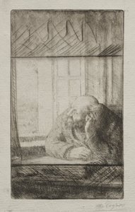 Wieczór przy Oknie. autorstwa Alphonse Legros
