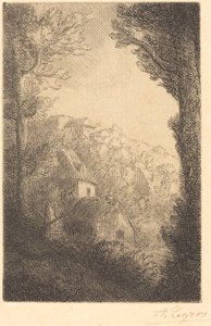 Farma na zboczu wzgórza w słońcu autorstwa Alphonse Legros