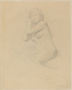 Kobieta nago w pozycji siedzącej. autorstwa Alphonse Legros
