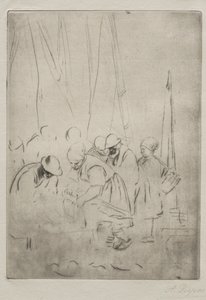 Rybacy na nabrzeżu w Boulogne autorstwa Alphonse Legros