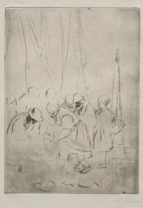 Rybacy na nabrzeżu w Boulogne. autorstwa Alphonse Legros