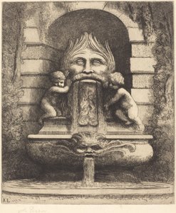 Fontanna: Groteska, Dzieci i Basen Une Fountaine: Masque, enfants et bassin. autorstwa Alphonse Legros