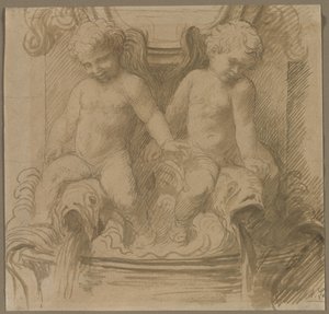 Fontanna z Putti jadącymi delfinami autorstwa Alphonse Legros