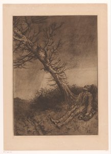 Martwy starzec pod drzewem Le mort du Vagabond autorstwa Alphonse Legros