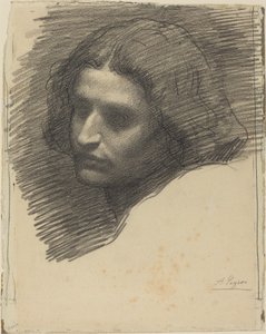 Głowa mężczyzny zwróconego w lewo [rekto]. autorstwa Alphonse Legros