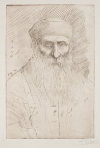 Głowa mężczyzny z długą brodą. autorstwa Alphonse Legros