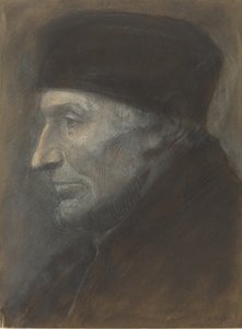 Głowa mężczyzny z jarmułką. autorstwa Alphonse Legros