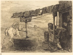 Młyn Le Manege z napędem konnym. autorstwa Alphonse Legros