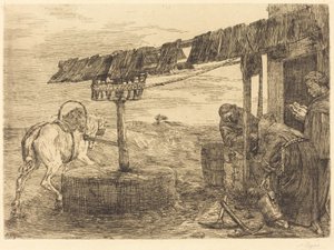 Młyn Le Manege z jazdą konną, prawdopodobnie 1869 r. autorstwa Alphonse Legros