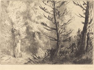 W lesie Fontainebleau autorstwa Alphonse Legros