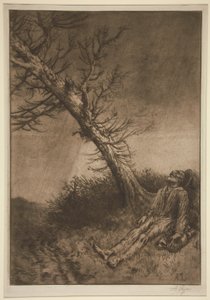 La mort du vagabond (Śmierć włóczęgi) autorstwa Alphonse Legros
