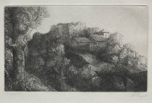 Krajobraz (z budynkami) autorstwa Alphonse Legros