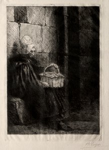 Krajobraz w okolicach Boulogne, zwany Kobieta z koszem autorstwa Alphonse Legros