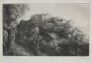 Krajobraz z budynkami. autorstwa Alphonse Legros