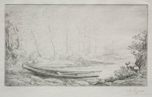 Wyjazd na ryby, we mgle autorstwa Alphonse Legros