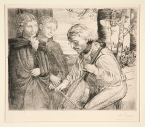 Grający na wiolonczeli autorstwa Alphonse Legros