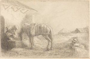Mężczyzna podlewanie konia Mężczyzna podlewanie konia. autorstwa Alphonse Legros