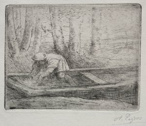 Człowiek w łódce. autorstwa Alphonse Legros