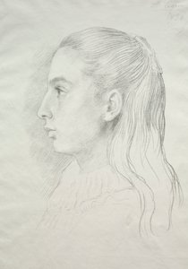 Portret panny Nory E. Legros, 1896. autorstwa Alphonse Legros