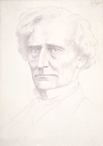 Portret Hectora Berlioza (złoty punkt na różowym papierze preparowanym) autorstwa Alphonse Legros