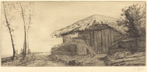 Chata pasterska na zboczu wzgórza Owczarnia na zboczu wzgórza. autorstwa Alphonse Legros
