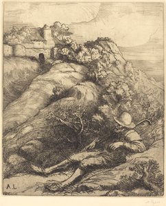 Śpiący Pasterz Le repos du berger. autorstwa Alphonse Legros