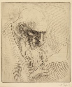 Studium starego mężczyzny czytającego autorstwa Alphonse Legros