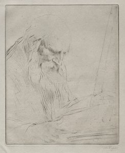 Studium czytającego człowieka. autorstwa Alphonse Legros