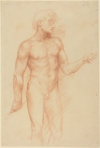 Studium postaci mężczyzny trzymającego pręt za plecami autorstwa Alphonse Legros