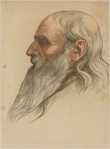 Studium głowy mężczyzny z pełną brodą. autorstwa Alphonse Legros