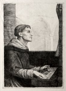 Mnich przy organach autorstwa Alphonse Legros