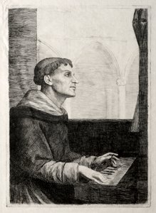 Mnich przy organach. autorstwa Alphonse Legros